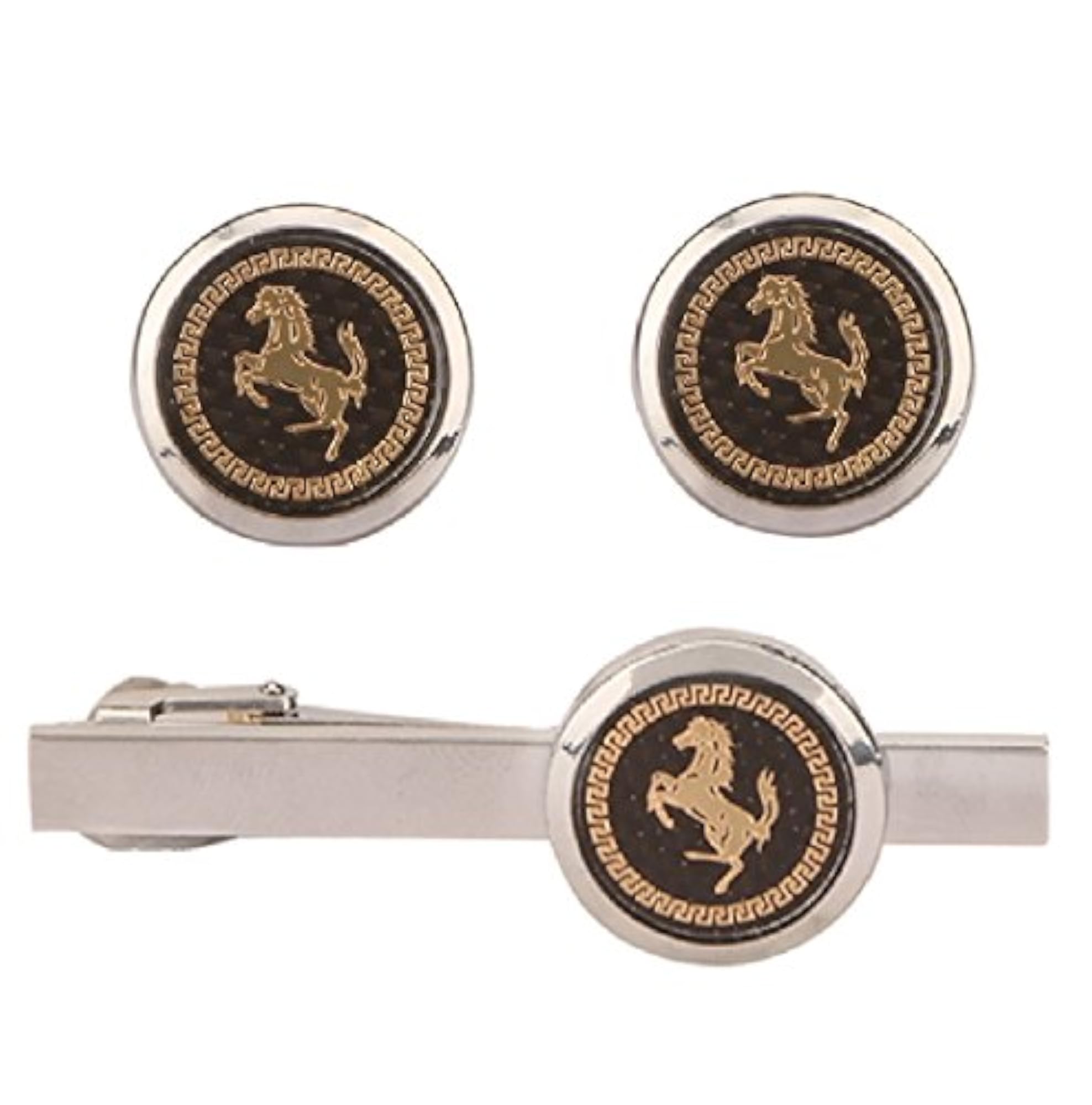 Silver Cufflinks and Tie Pin Set for Men